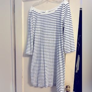 NWT Xl- Banana Republic bateau neck  navy and white striped dress